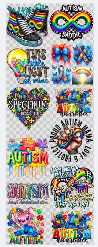 AUTISM GANG SHEET 22x60