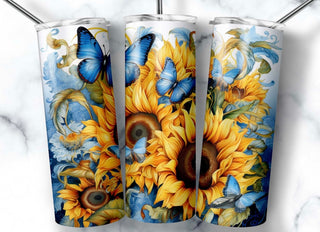 SUNFLOWER AND BUTTERFLIES  (FULLY MADE TUMBLER WITH SUBLIMATION)