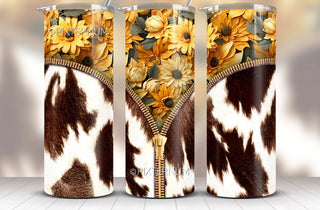 COWHIDE AND FLOWERS  (TUMBLER)