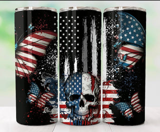 PATRIOTIC SKULLS  (TUMBLER)