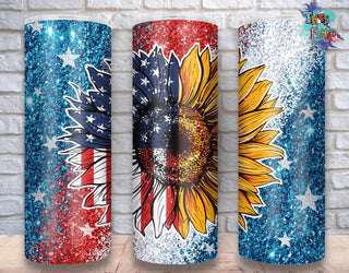 RED WHITE AND BLUE SUNFLOWER  (TUMBLER)